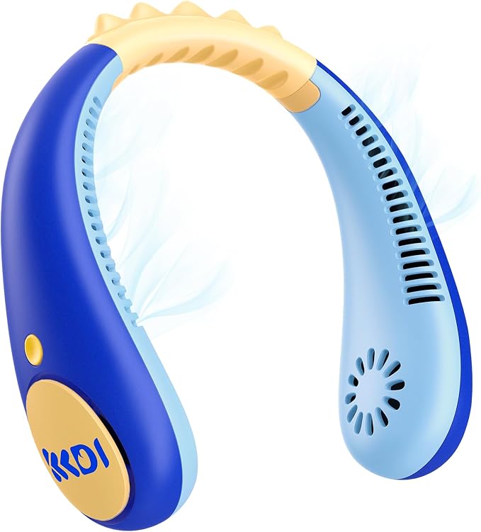 Kids Portable Neck Fan, Bladeless Fan for Kids, Safe Kids Rechargeable Cooling Fan for 4-14Y Boys Girls, 2600mAh Personal Fans for Your Neck, 4 Speeds & Lightweight, Summer Essentials Gifts for Kids