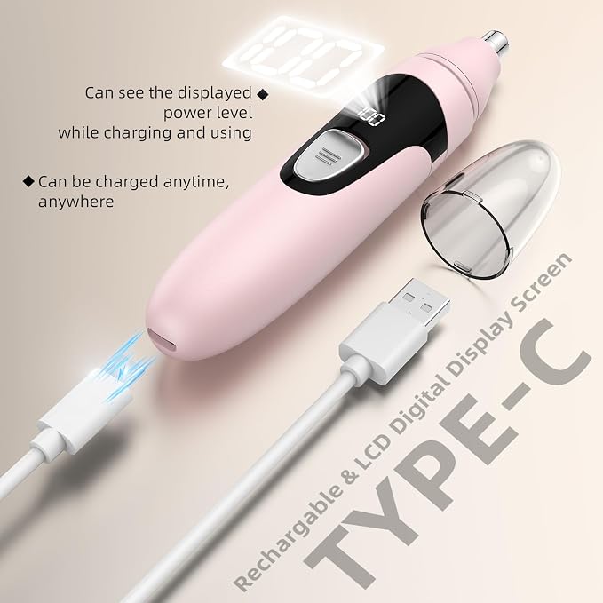 Nose Hair Trimmer,Painless Ear and Eyebrow Trimmer for Men with Dual Edge Blades,Rechargeable,Light Indicator Easy Washing
