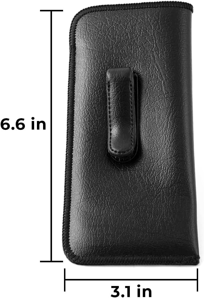Calabria Soft Slip-In Glasses Case Pocket Metal Clip Black/Brown(2Pack) Men/Women Synthetic Leather Felt Lining 6.5"x3"