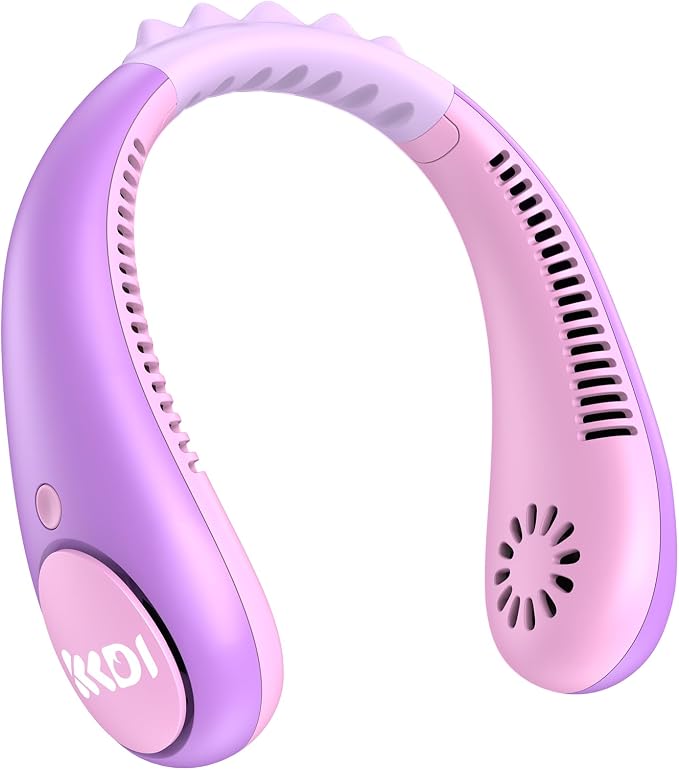 Kids Portable Neck Fan, Bladeless Fan for Kids, Safe Kids Rechargeable Cooling Fan for 4-14Y Girls, 2600mAh Personal Fans for Your Neck, 4 Speeds & Lightweight, Summer Essentials Gifts for Kids