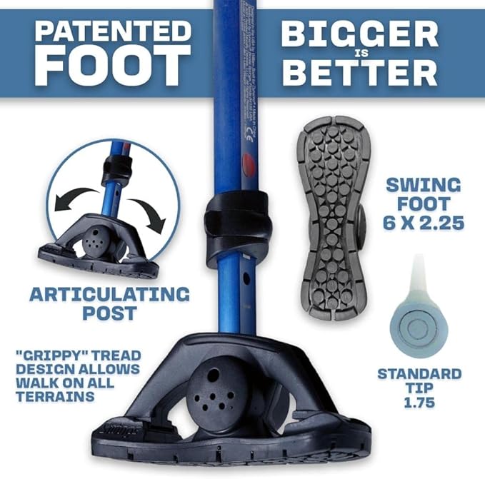 Dynamo Swing Cane – Walking Cane, Lightweight, Heavy Duty, Articulating Tip, All-Terrain, Adjustable, Super Soft Ergonomic Grip, for Seniors & Adults, Multi-Color (Ella Black)