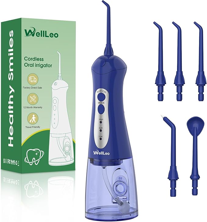 Water Flossers for Teeth, Portable Oral Irrigator Rechargeable Water Dental Flosser Pick with High Pressure 5 Jet Tips, IPX7 Travel Water Flossing for Brace Teeth Cleaner Gum Care