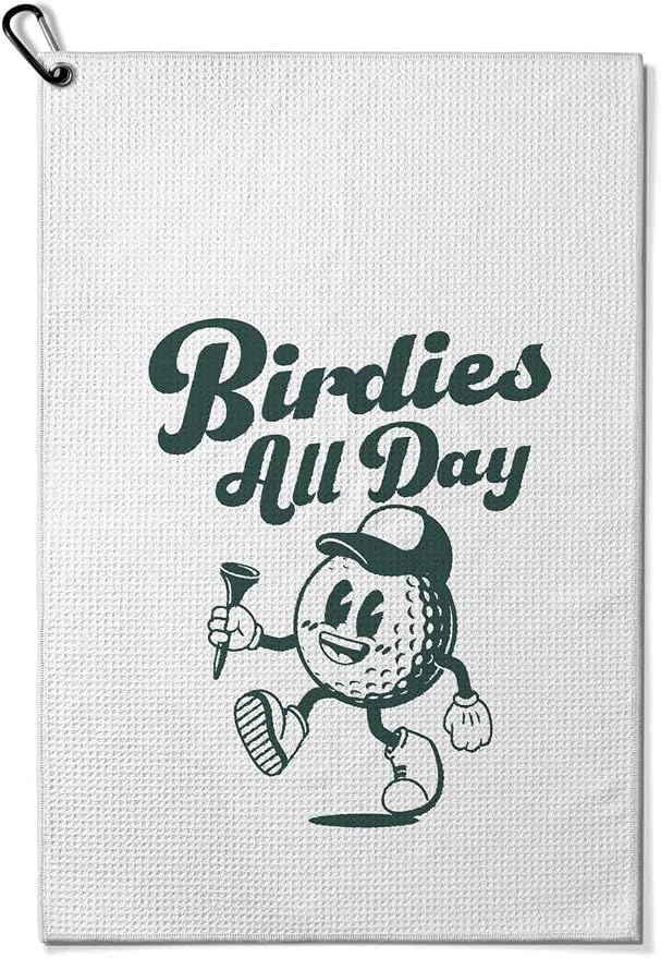Funny Golf Towel with Clip,Retro Golf Bag Accessories for Women, Birdies All Day Golf Gifts for Mom Grandma Player, 16x24 Waffle Weave Microfiber,Birthday Christmas Retirement Golfer Gifts