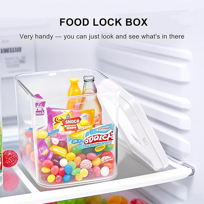 Clear Lockable Storage Box with Combination Lock - Heavy Duty Medicine,Food,Snack & Electronics Organizer Jar,Childproof Phone Jail,Gaming Device Lockbox Container Tank,Self Control Prize Bin (White)
