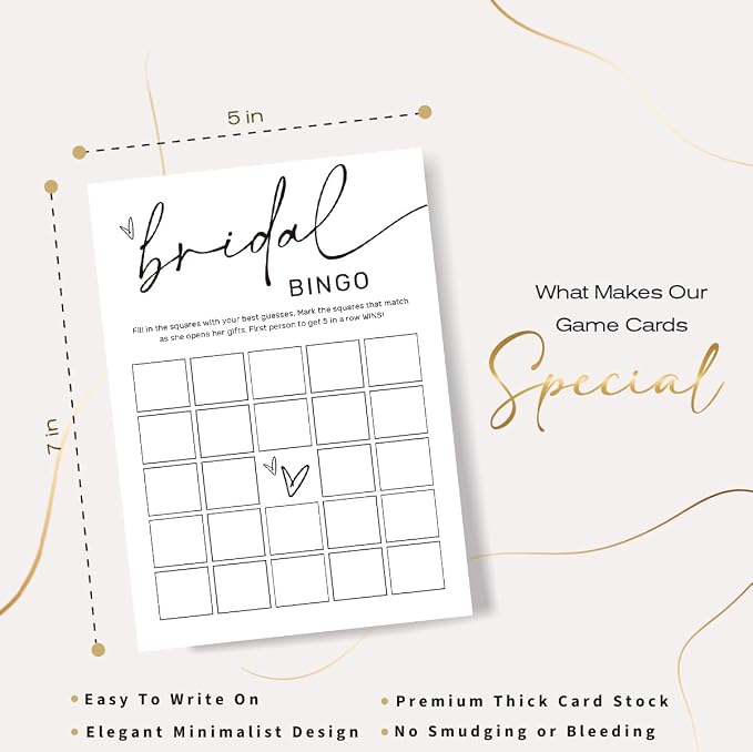Bridal Shower Bingo, What Will The Bride to Be Receive, 25Pcs Bridal Bingo Game Cards, Engagement Party Games for Guests, Minimalist White Wedding Party Supplies - A18