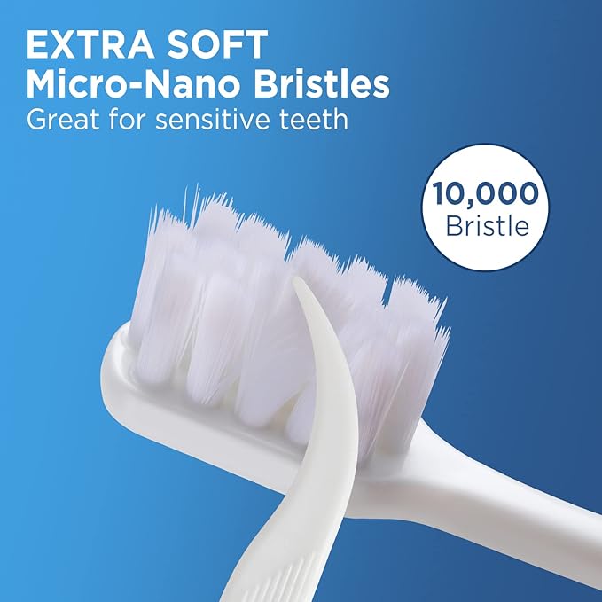 Extra Soft Toothbrushes for Adults, with 10000 Micro Nano Bristles, for Sensitive Teeth and Gum Recession (Compact Head, 6 Count)
