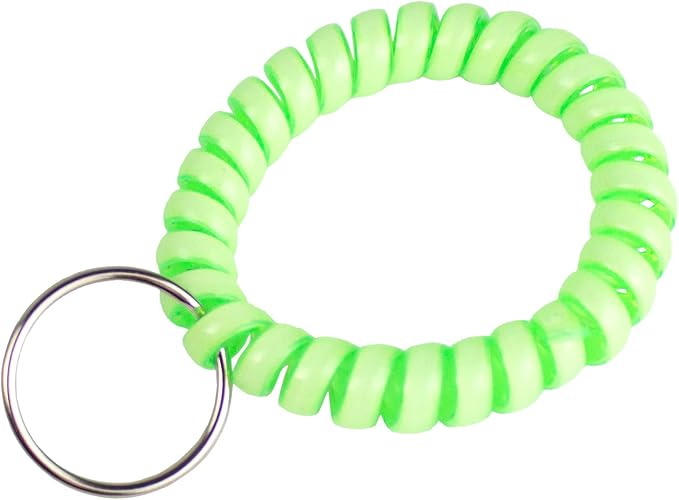 Lucky Line 2” Diameter Spiral Wrist Coil with Steel Key Ring, Flexible Wrist Band Key Chain Bracelet, Stretches to 12”, Glow-in-the-Dark, 1 Pack (410161)