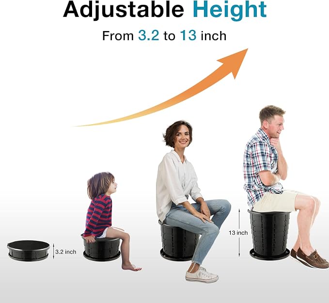 Upgrade Retractable Portable Toilet Travel Toilet Adjustable Height Camping Toilet Portable Potty for Adults Kids, Foldable Portable Toilet for Camping/Car