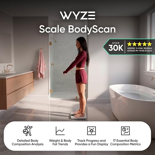 Wyze Smart Scale BodyScan with Handle, 8-Electrode Body Composition Scale for Body Weight, BMI, Body Fat, Muscle Mass, Segmental Analysis, 400 lbs, Black