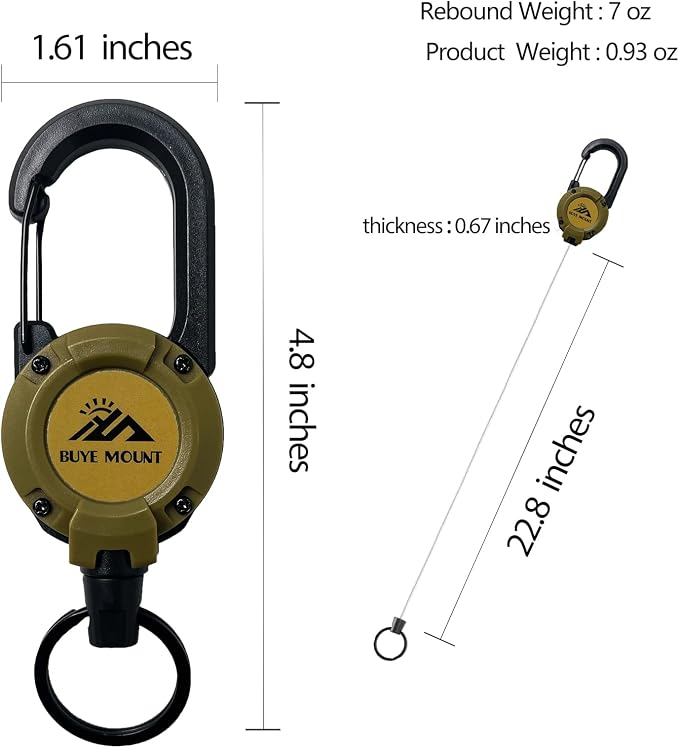 Yojaro Retractable Keychain Heavy Duty, Multitool Carabiner Badge Holder, Retractable Keychain Clip Id Holder, Upgraded 58cm Stainless Steel Cord, Suitable for Men and Women Yellow
