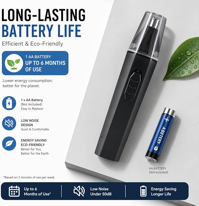 Oogway Master® Nose Hair Trimmers for Men, IPX7 Waterproof Ear and Nose Hair Cutter Remove Clipper, Dual Edge Blades for Easy Cleansing, Portable Electric Eyebrow & Facial Grooming Kit Painless