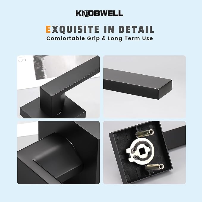 KNOBWELL 2 Pack Heavy Duty Dummy Door Lever Dummy Door Handle, Matte Black Single Sided Handle for Interior Use, for Both Right/Left Handing 0.93 lb One Lever (Only One Side Use)