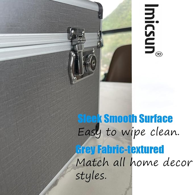 Lockable Med Storage Box Keys, Large Charcoal Gray Family Safe | Childproof Lock Keeps Medicine out of Kids, Large Capacity for Multi-Person Family Household