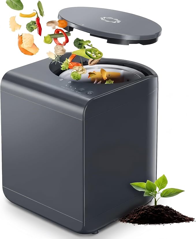 Airthereal Odorless Countertop Electric Kitchen Composter, Charcoal Gray | Revive Food-to-Soil System, 1-Click Smart Operation, Powerful Sharksden Trinity Blade, 2.5L