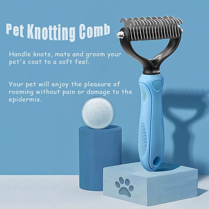 Dog Undercoat Rake Pet Grooming Tool, Deshedding Dog Brush 2-Sided Shedding Comb for Tangles Mat Remover, Long Hair Cat Combs Husky Brush with 26 Teeth