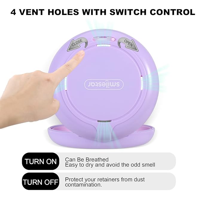 Retainer Case with Mirror and Adjustable Vent Holes, Retainer Holder Compatible with Invisalign, Mouth Guard, Aligner Case, With Aligner Remover Tool, Chew & Brush