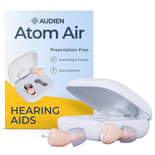 Audien Atom Air In-Ear Hearing Aids for Seniors & Adults | Rechargeable, OTC, Nearly Invisible, 24 Hour Battery Life