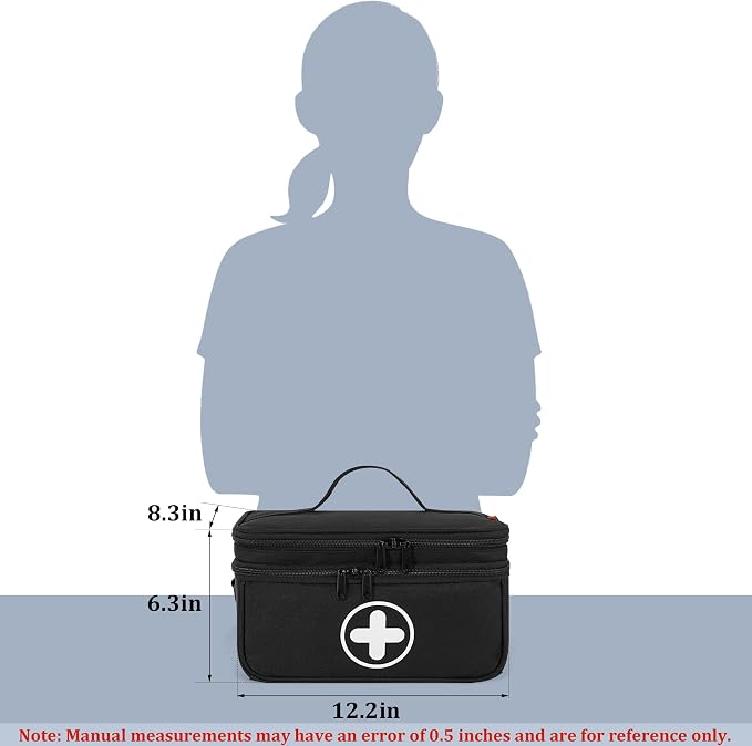 Medicine Organizer Bag with 7 Day pill box, 2 Layer Pill Bottle Bag | Lockable Medicine Travel Bag with Adjustable Divider, Suitable for Pills, Vitamins, Fish Oil,Medical Supplies