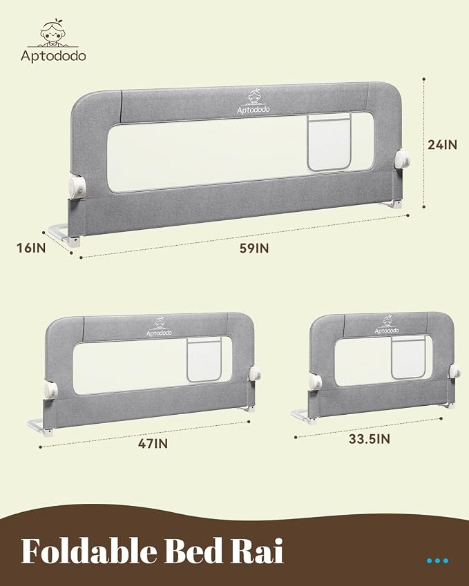 59" Upgraded Bed Rail for Toddlers with U-Shape Base, Toddler Bed Rails with More Stable and Secure, Fit for Twin, Full, Queen Size Bed,High/Low Mattresses, Box/Platform Bed