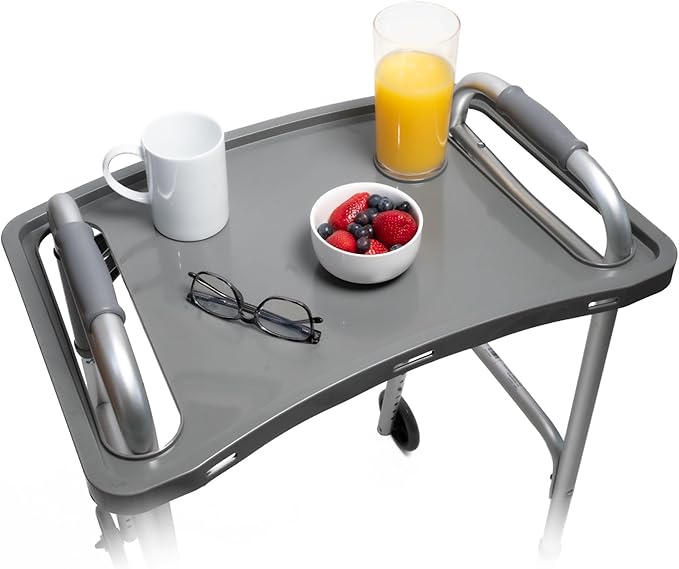 StrongArm Walker Tray with Cup Holder, Tray for Folding Walkers, Food Tray, Walker Accessories, Tray Table for Standard Adult Walkers (Gray)