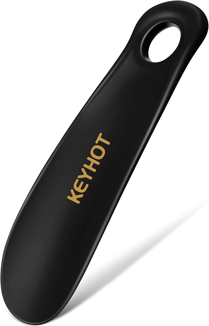 Plastic Shoe Horn 7.3 Inch, Travel Size Shoe Horn for Kids Women Men Seniors | Portable Mini Shoehorn, Short Shoe Spoon, Small Compact Lightweight Wear Shoes Helper (1PC Black)