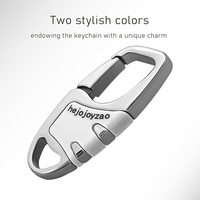 Keychain Carabiner Clip,Heavy Duty Belt Loop Car Key Ring Holder | Durable metal build, mens EDC accessory, 4 key rings, secure locking D-ring, fits belt loops, holds home, car key fobs