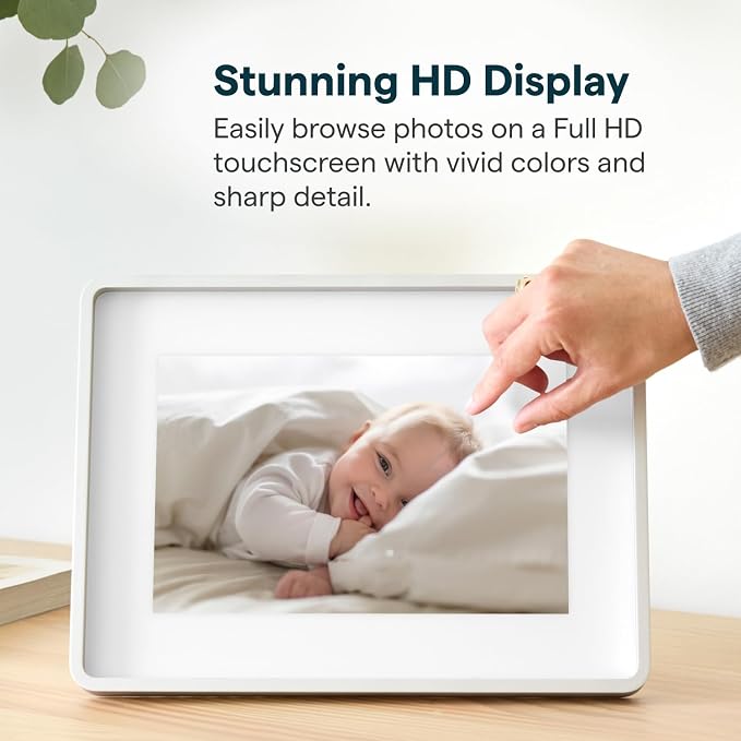 Skylight Digital Picture Frame 2 – 10" Full HD Wi-Fi Touch Screen, 16GB Digital Photo Frame, Load Photos & Videos Directly from Phone, Anti-Glare – Personalized Gifting, Silver