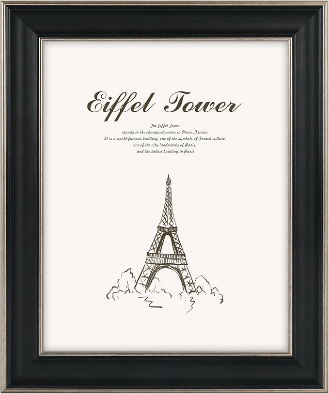 Golden State Art, 8x10 Antique Black with Silver Trim Color Frame - Easel Stand, Sawtooth Hanger - Landscape, Portrait Display - Great for Postcards, Photographs