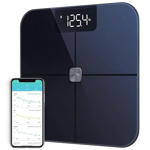 Wyze Smart Scale for Body Weight, Digital Scale for Body Weight BMI Muscle Mass, Heart Rate Monitor, Bluetooth Weight Scale with Baby/Pet/Luggage Mode, 400 lbs, Navy Blue