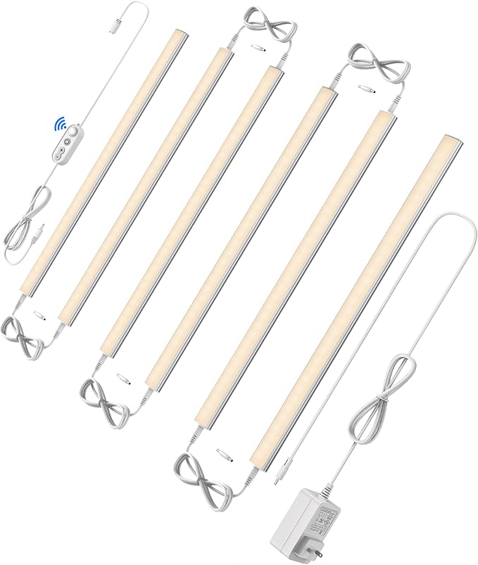 Motion Sensor Cabinet Lighting Plug in - 6 Pcs 12 inches Warm White | Motion Sensor Dimmable 6 Pcs 12 inches Linkable Counter Light Bars, Led Closet Light Warm White