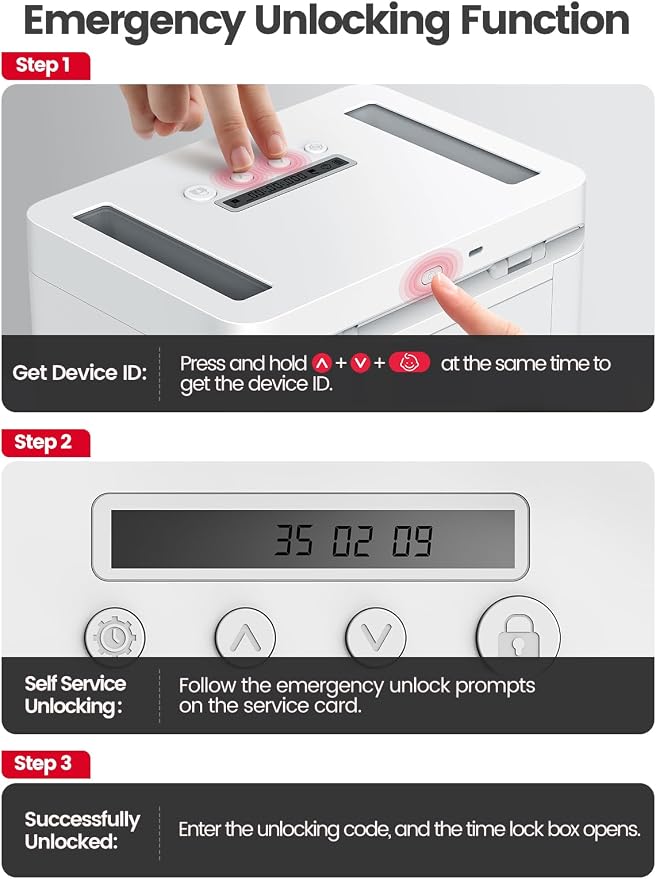 Vaydeer Metal Time Lock Box, Phone Locked box with Timer, Locking Safe Storage, Self-Control Locker with USB C Charge, Child Lock, Smart Timed Release Jail for Phone/Remote/Medicine/Snack