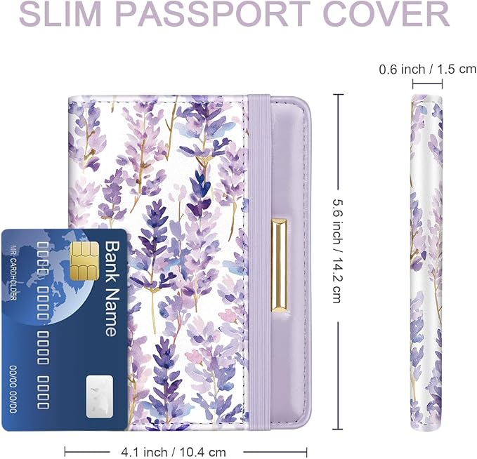 Coco Rossi Passport Holder for Travel Women Slim RFID Passport Cover Wallet | Travel Essentials, Passport Book Holders, Passport Wallet Cover Case, PU Leather, Cute, Thin, Spliced Design, Lavender
