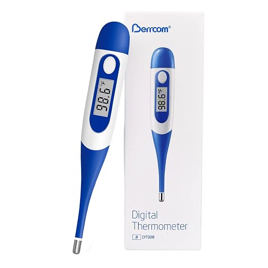 Berrcom Digital Thermometer for Adults, Oral and Underarm Thermometer for Baby and Kids Medical Thermometer with Fever Alarm Rectal Thermometer with Soft Tips | Medical Thermometer with Fever Alarm, Underarm for Baby, Adults, Body Temperature, C/F Swit...