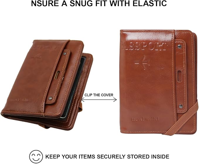 RFID Passport Wallet, RFID Passport Holder for Wallet, Essential Travel Anti-Theft Wallet Storage Case, Anti-Theft Protective Case,Brown