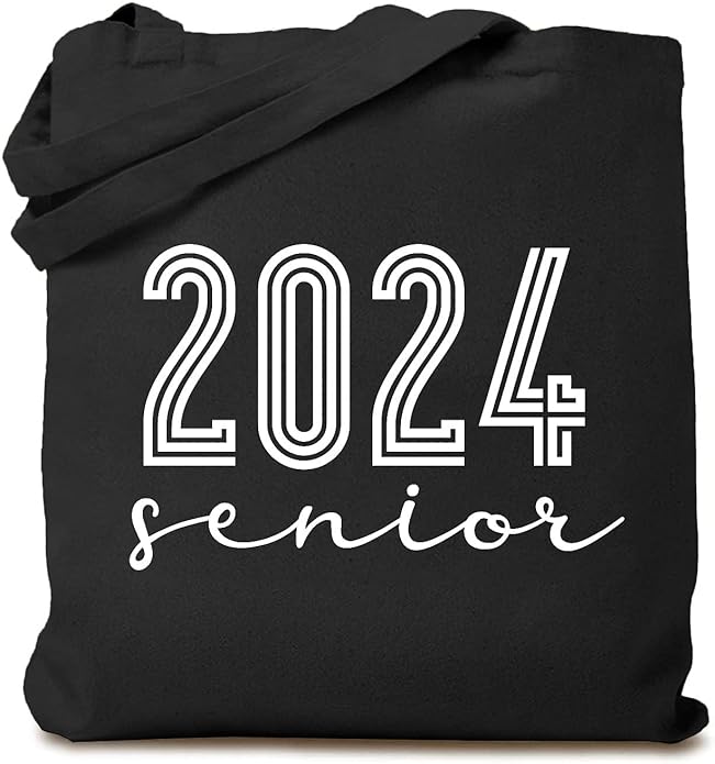 TSIIUO Senior 2024 Class of 2024 Canvas Tote Bag Women Graduation Gift Funny High School Shopping Reusable Bag