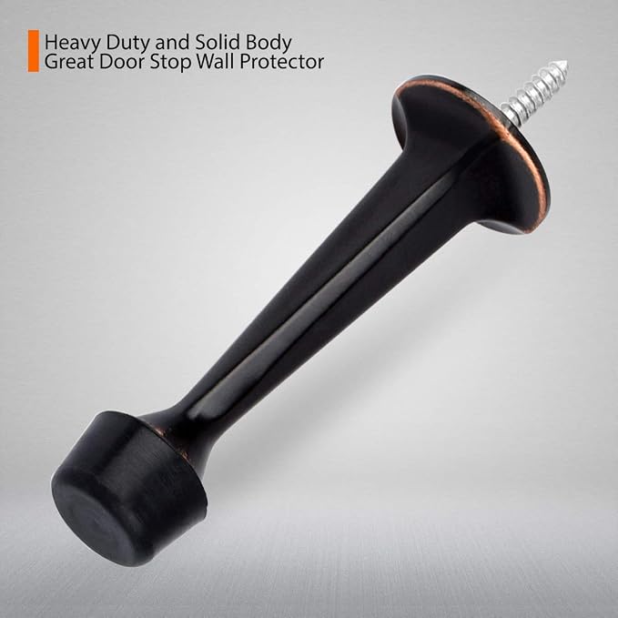 16 Pack Solid Rigid Door Stops - Heavy Duty Door Stoppers Wall Protector with Soft Rubber Tips, Oil Rubbed Bronze
