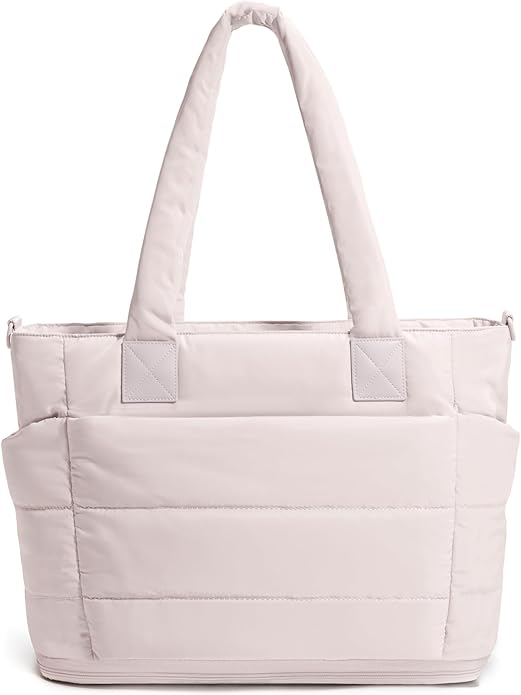 Puffer Tote Bag for Women Quilted Nurse Bag Lightweight Work Bag for Teacher Travel Handbag with Multiple Pockets