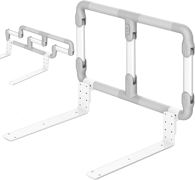 Folding Bed Rails for Elderly Seniors, Bed Assist Rail with Adjustable Heights for Easily Getting in or Out of Bed, Bed Rail Safety Bar, Fits King, Queen, Full, Twin, Medium