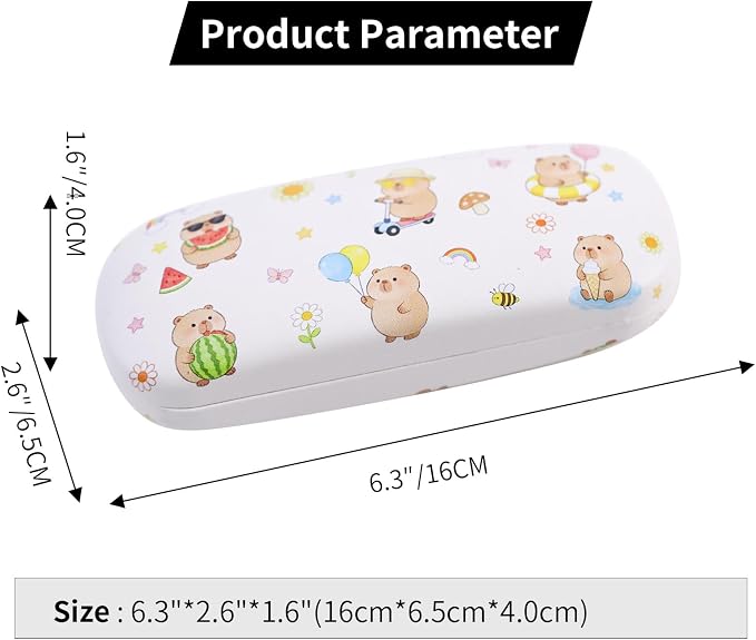 PERFECTSIGHT Hard Shell Eyeglasses Case, Kawaii Protective Glasses Case for Kids, Cute Eyeglass Case for Women Men Girls