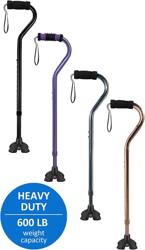 Sky Med Self-Standing Aluminum Lightweight Bariatric Heavy Duty Cane-600lbs Weight Capacity, for Women&Men, 1.5 lbs. Product Weight, Soft Hand Grip, Height Adjustable 29"-40"