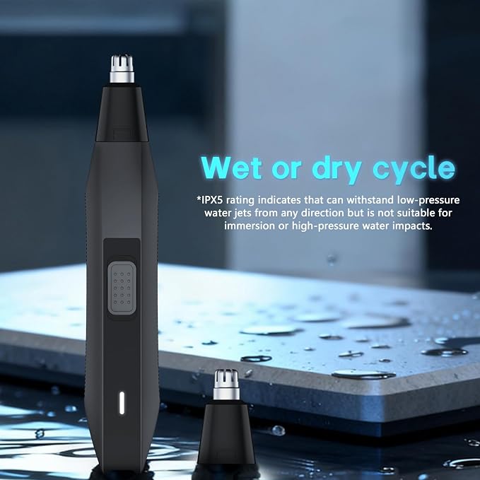 Soonsell Men Painless Nose & Ear Hair Trimmer, Wet Dry Groomer | 8000RPM high-speed motor, painless trimming,Washable cutter head,Wet & dry dual-use, lightweight portable for men