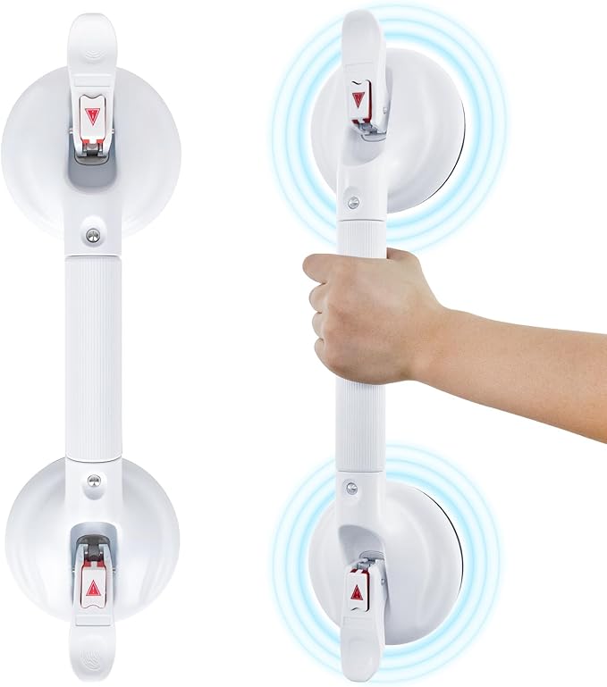 17inch Upgrade Suction Shower Grab Bar, Portable Shower Handle Bar Suction Grip Bar Bathtub Handle with Strong Hold Suction Cup Fitting and Rapid Release for Bathroom(Max Capacity :300lb