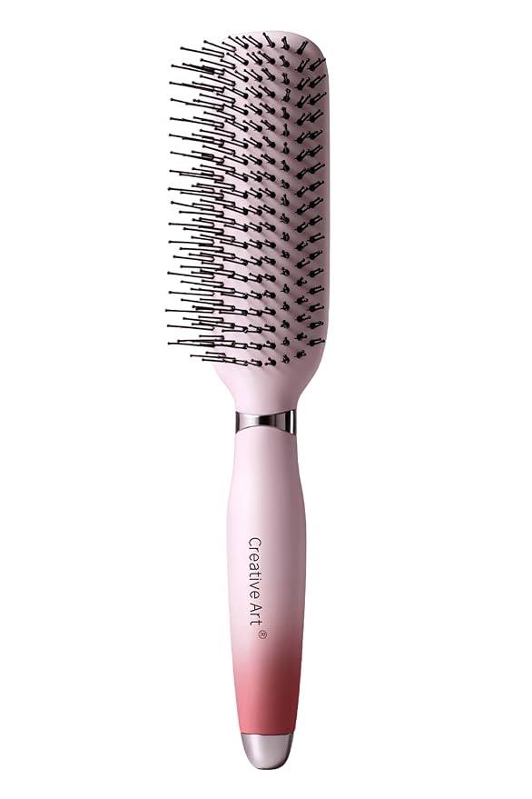 Detangling & Styling Hair Brush for Women Men, Wet& Dry Detangler Hairbrush | Dual-Length Nylon Bristles for Straight to Curly Hair Types, Eliminates Knots & Reduces Breakage, Pink Gradient