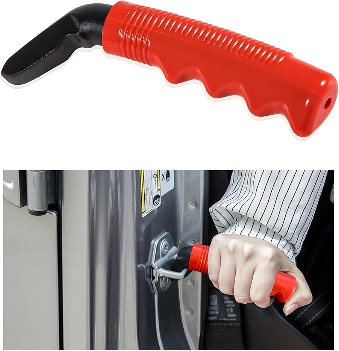 Car Door Handle for Elderly, Auto Cane Portable Vehicle Assist Support Handle Grab Bar, Multifunction Car Door Latch Bar Standing Mobility Aid for Seniors and Handicapped (Red)