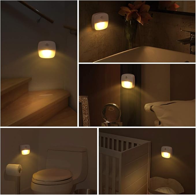 AMIR Upgraded Motion Sensor Stair Light Indoor (Warm White - Pack of 6) | Battery Operated, Cordless Stick-On LED Night Light for Closet, Hallway, Bathroom, Kitchen, Cabinet, Energy Efficient