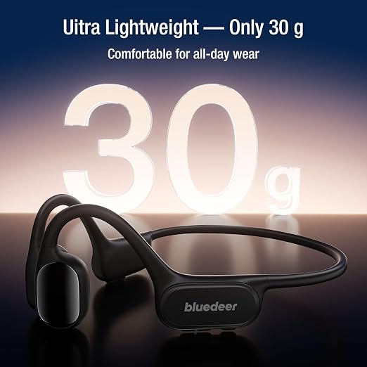 Blue Deer Bone Conduction Personal Sound Hearing Amplifier & Headphones for Seniors Adults - Bluetooth (BT) 5.3, Ultra Lightweight, Easy to Operation, 5-Level Memory Volume, IPX5 Water-resistant-Black