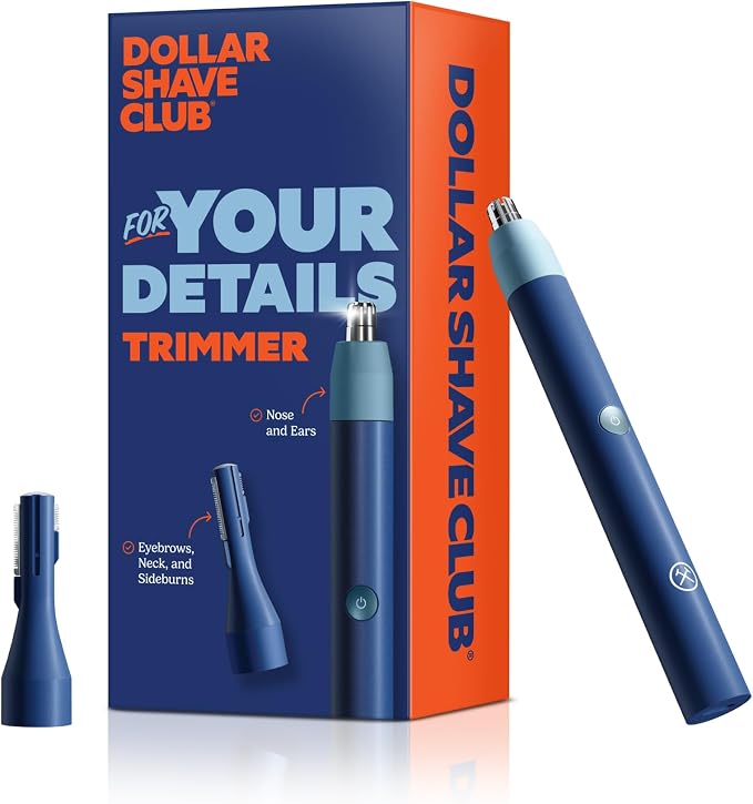 Dollar Shave Club | for Your Details Trimmer | Nose and Eyebrow Hair Razor for Men | Shower Safe, 360° Rotary Head, Detailer Head Attachment | Nose, Beard, Hair Trimmer, Face Remover for Men & Women