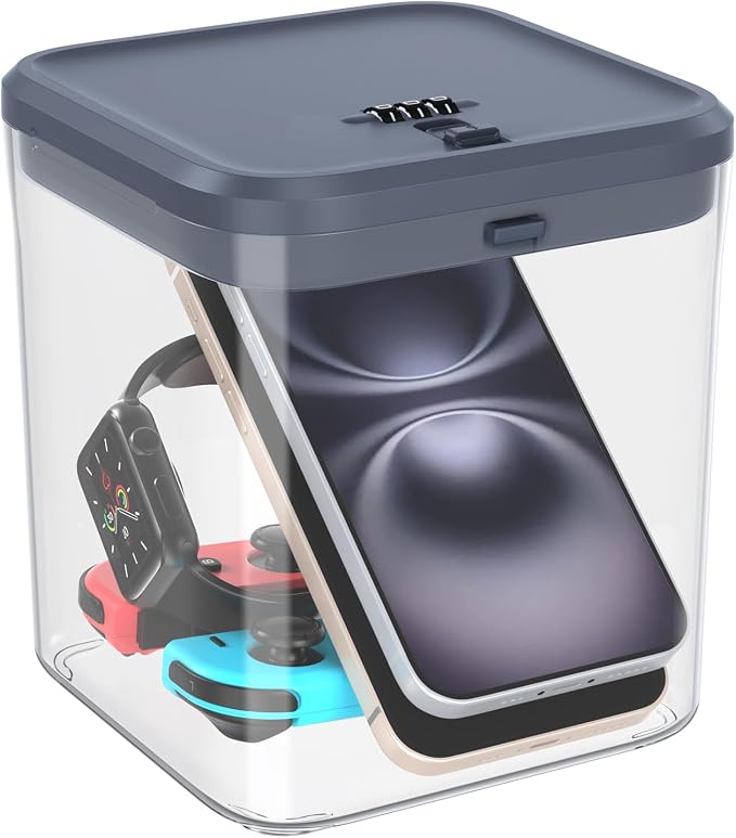 ySky Lockable Storage Box with Combination Code - Secure Medicine Safe, Phone Jail & Snack Container for Refrigerator, Home, Office- Durable Multi-Purpose Lock Box(Navy)