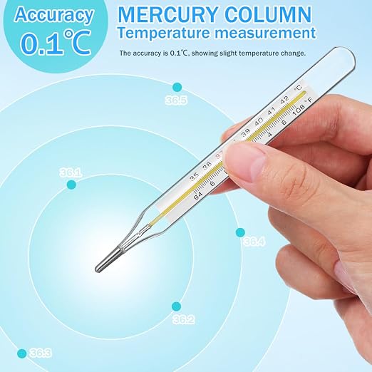 2Pc Glass Oral Temperature Adult: Free Clinic Armpit Fast Reading Fever Indicator