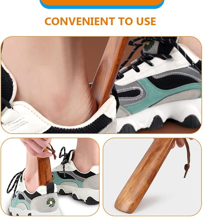 Wooden Shoe Horn for Seniors - Long Handle Shoehorn for Easy Wearing Portable and Convenient Accessory for Elderly and Adults 7.55 X 1.45 X 0.15 Inches